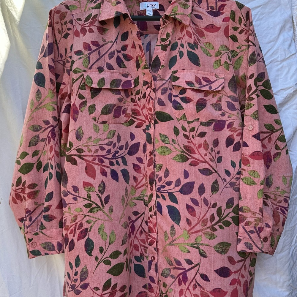 Jacq Pink Leaf Print Shirt